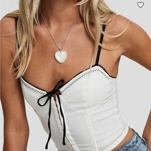 Princess Polly White and Black Crop Top